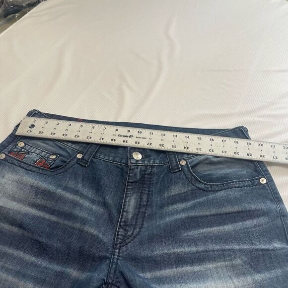 True Religion Men's Plaid Insert Big T Straight Stretch Denim Jeans Size 38 X 34 - Picture 6 of 11